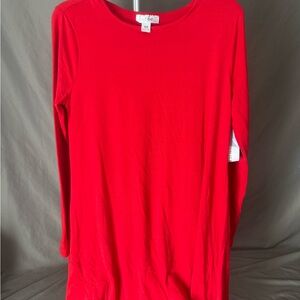 Red Long Sleeve Swing Dress